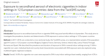 قرار گرفتن در معرض ذرات دود دست دوم سیگارهای الکترونیکی در محیط‌های داخلی در ۱۲ کشور اروپایی: داده‌های نظرسنجی مقابله با دود دست دوم
