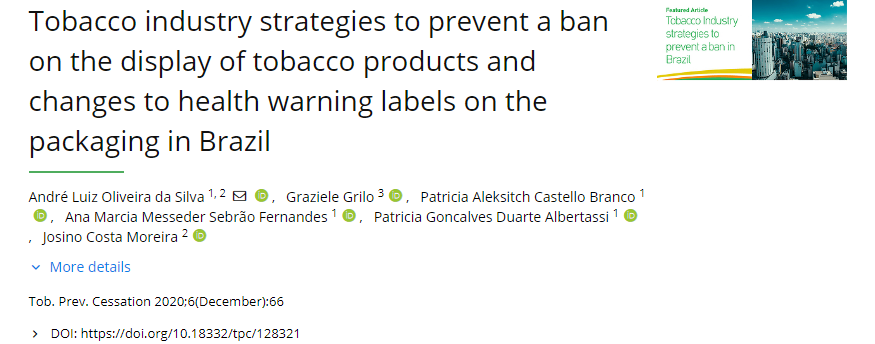استراتژی‌های صنعت دخانیات برای جلوگیری از ممنوعیت نمایش محصولات دخانی و تغییر برچسب‌های هشدار‌دهنده سلامت روی بسته‌بندی در برزیل